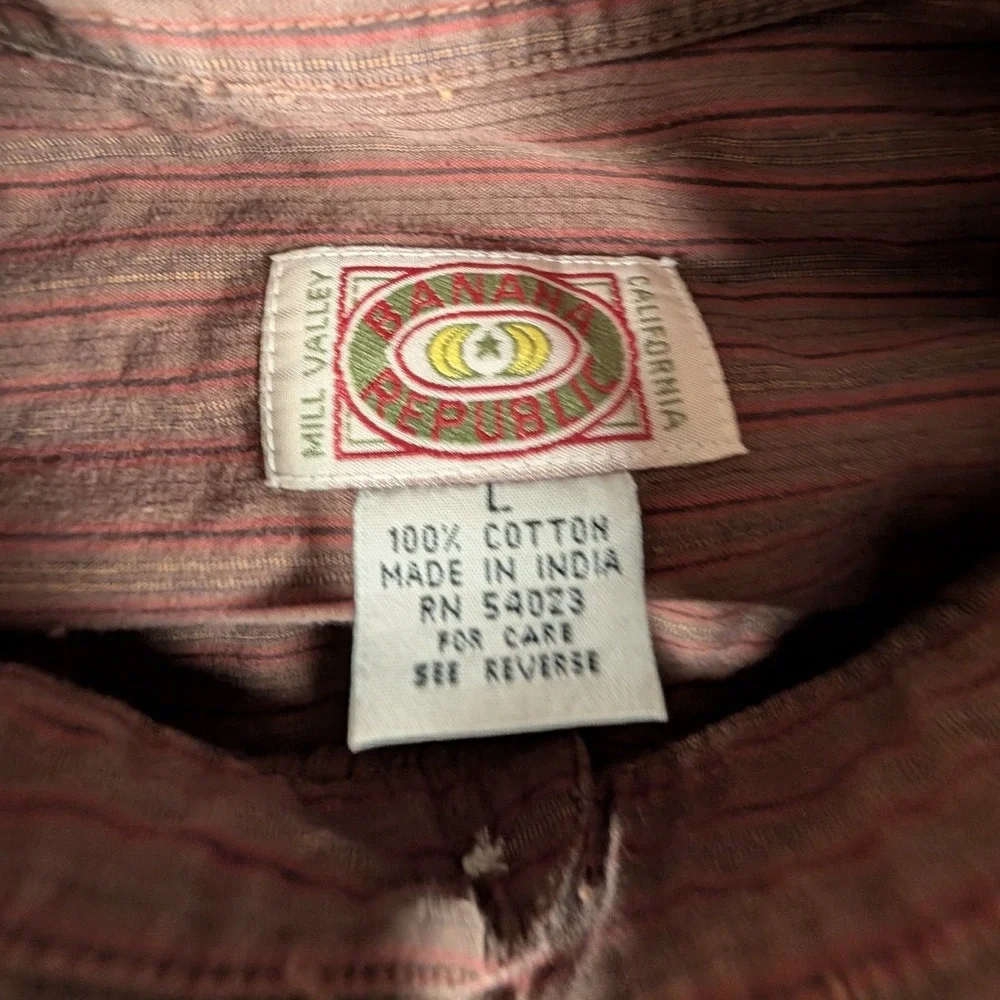 Banana Republic Button Down Shirt Mens Size Large Striped Mill Valley Vintage